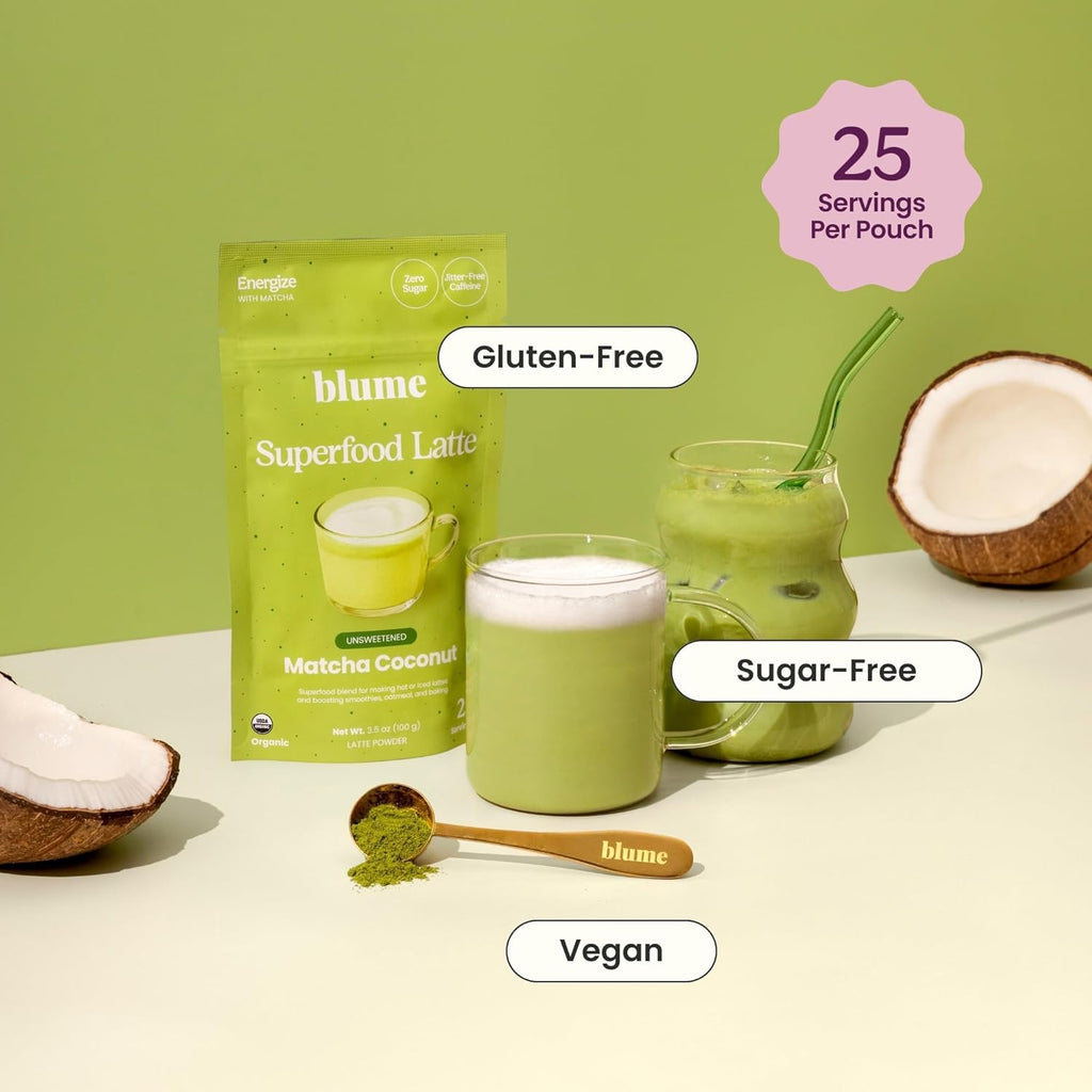 Organic Matcha, Coconut & Blue Lavender Latte Powder Variety Pack – Superfood Drink Mix (50 Servings) | Blume
