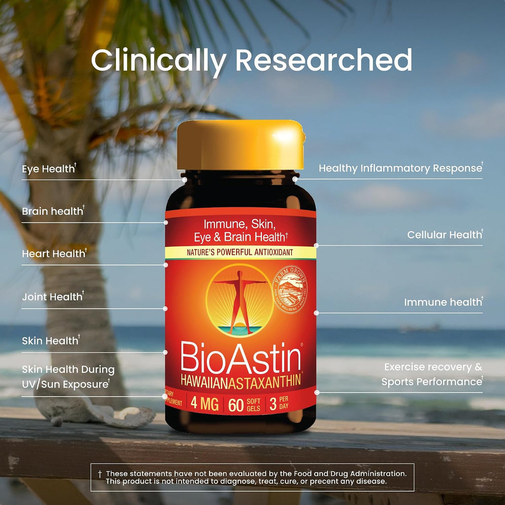 Hawaiian Astaxanthin 4mg – Antioxidant Softgel Supplement, 60 Count | Nutrex Hawaii BioAstin