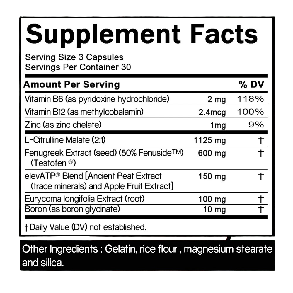 Men's Testosterone Support Supplement – Daily Vitality & Performance Formula | 90 Capsules