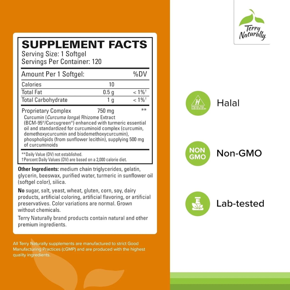 Curcumin Complex 750mg Softgels – Antioxidant Support for Brain, Heart & Immune Wellness | 120 Softgels
