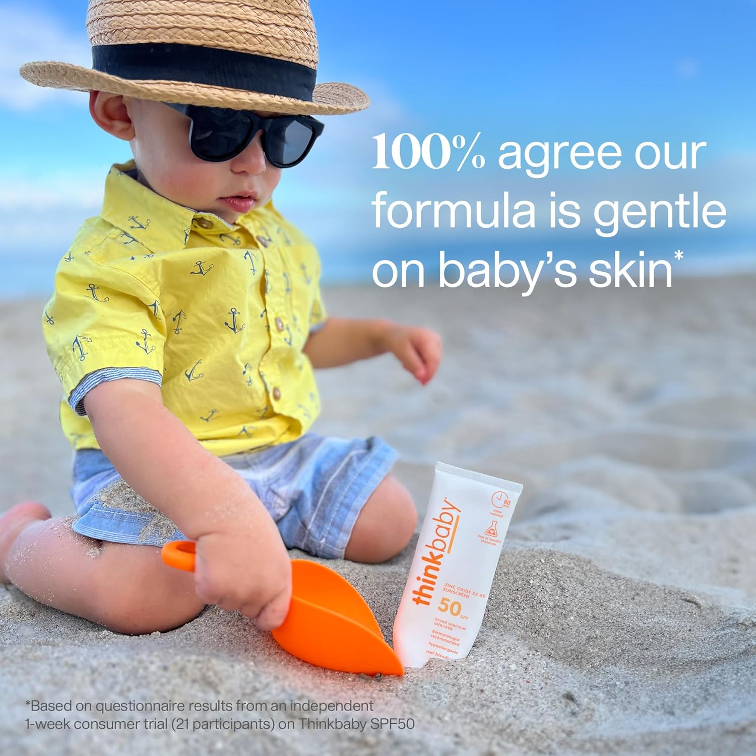 Baby Mineral Sunscreen SPF 50+ – Broad Spectrum UVA/UVB Water-Resistant Sun Protection 3 Oz | Thinkbaby