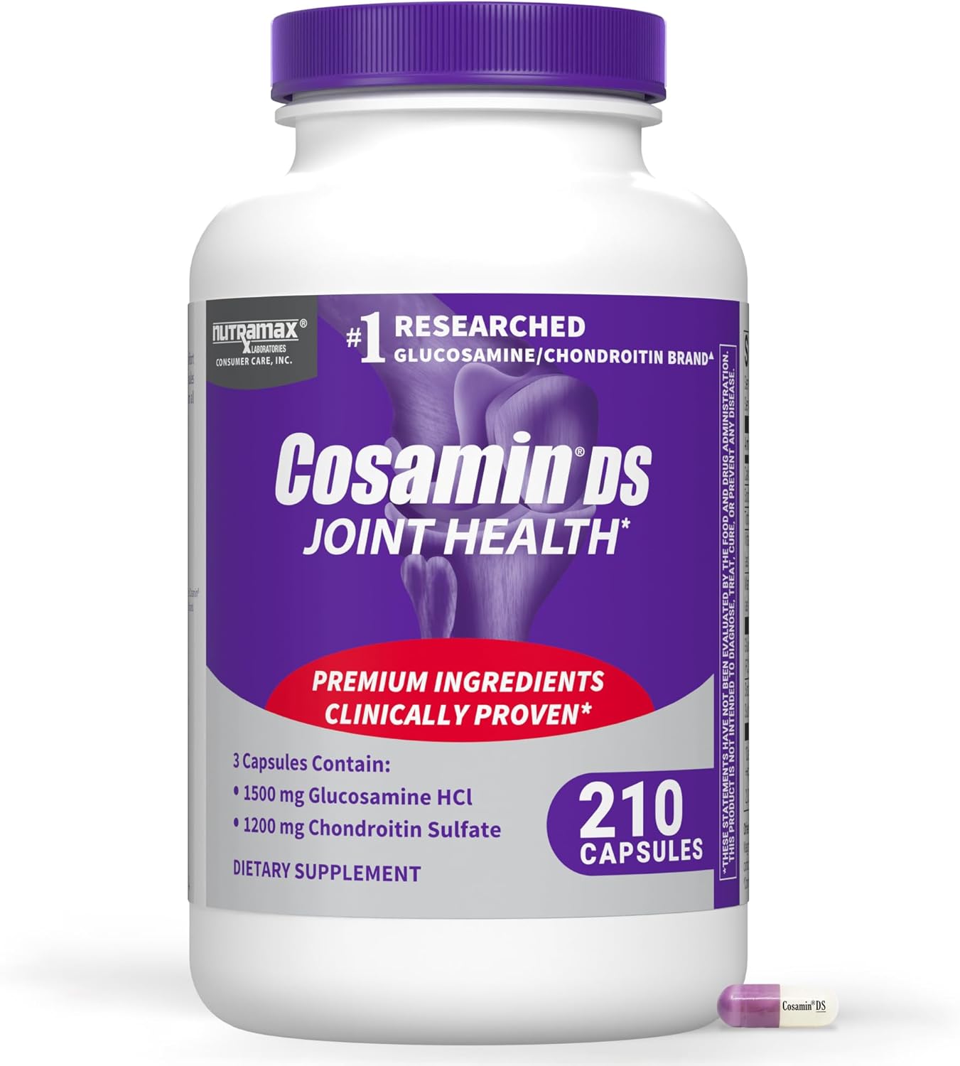 Double Strength Joint Health Supplement – Glucosamine & Chondroitin Capsules 210 Count | Cosamin DS