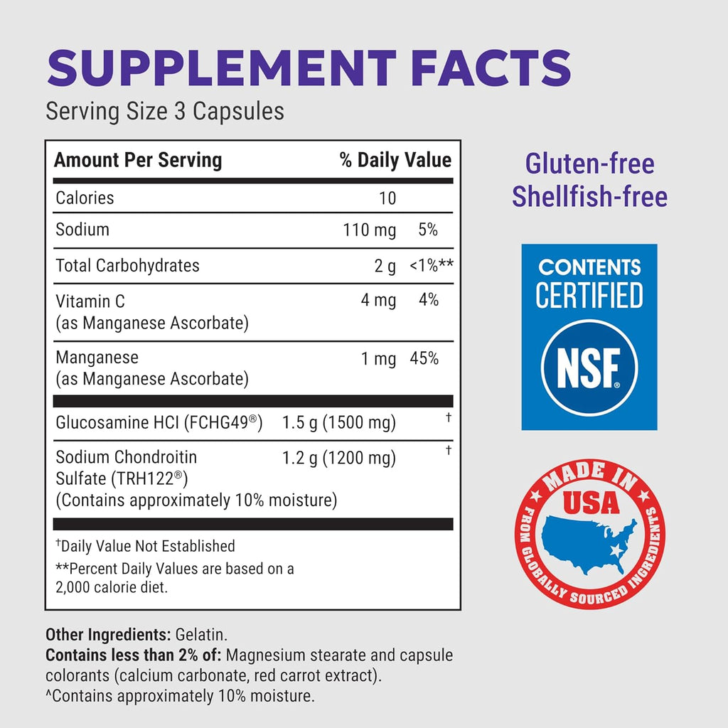 Double Strength Joint Health Supplement – Glucosamine & Chondroitin Capsules 210 Count | Cosamin DS
