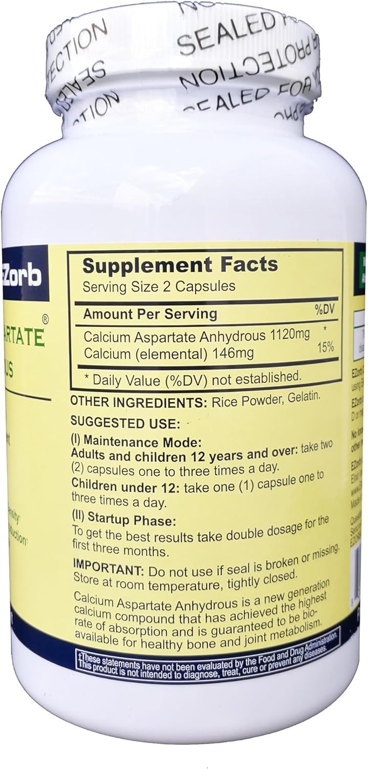 Calcium Bone Support Capsules – Maximum Absorption Formula for Bone Density | 180 Capsules