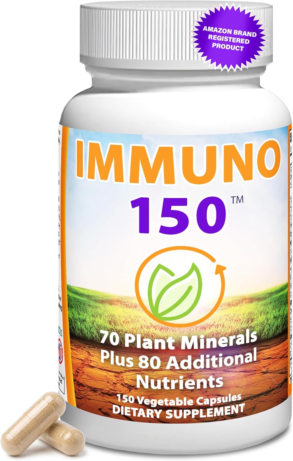 Immune Support Supplement with Plant Minerals & Essential Vitamins – 150 Vegetable Capsules