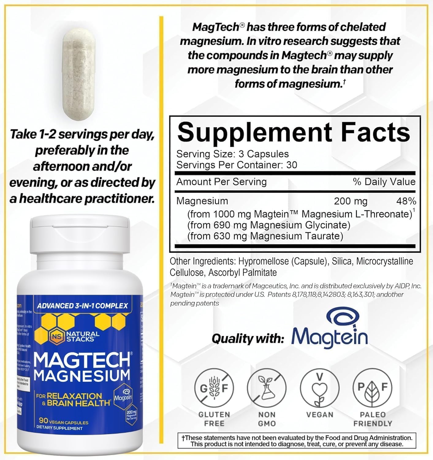 Magnesium Complex Capsules – Glycinate, L-Threonate & Taurate Formula for Daily Wellness | 90 Capsules