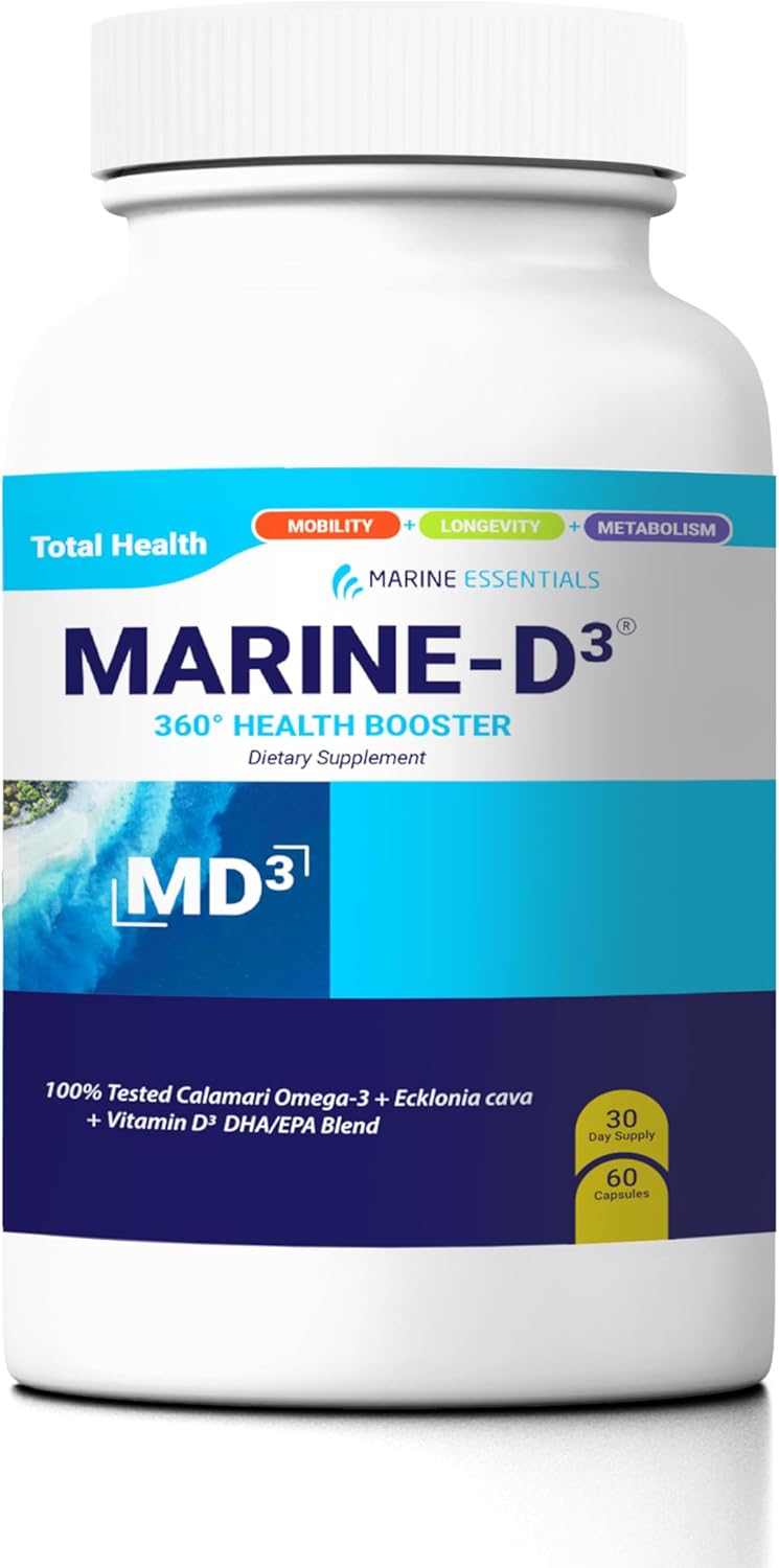 Marine D3 Omega-3 DHA Supplement – Calamari & Ecklonia Cava Formula | 60 Capsules