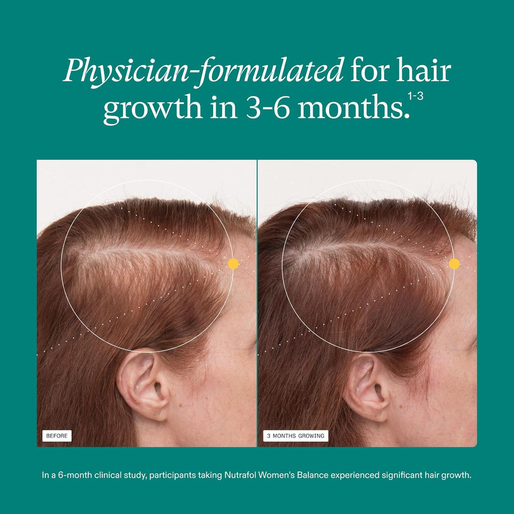 Women's Balance Hair Wellness Supplement for Ages 45+ – Supports Thicker Looking Hair & Scalp Care | 1 Month Supply
