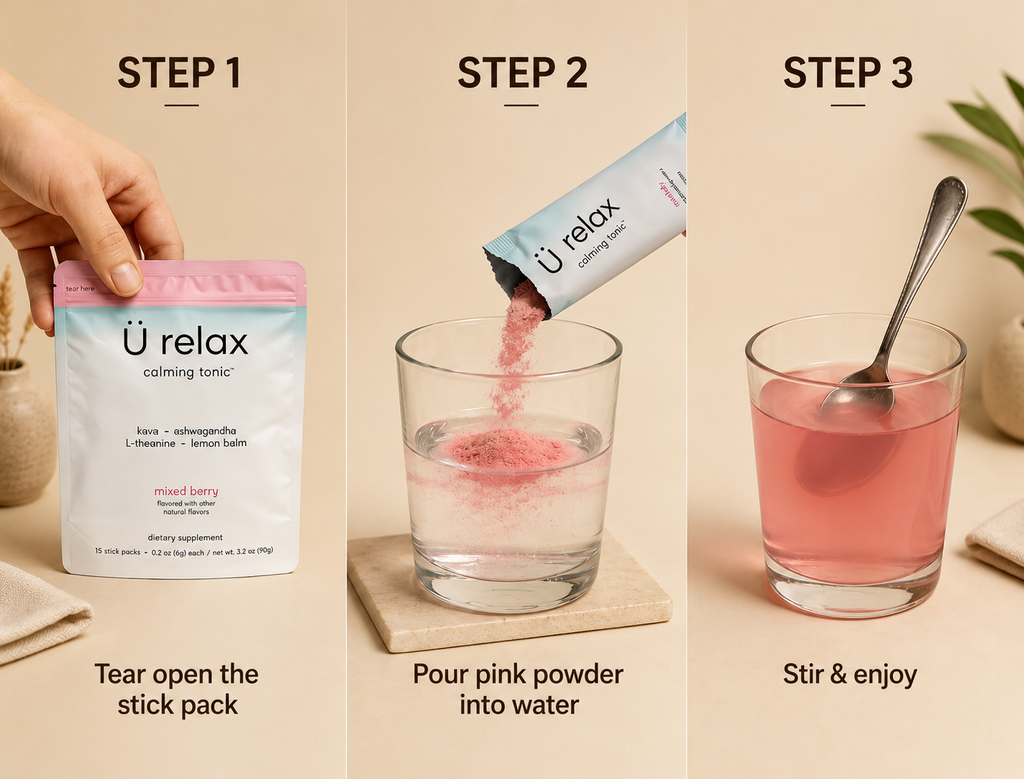Mixed Berry Calming Drink Mix – Daily Relaxation Beverage Packets (15 Count) | U Relax