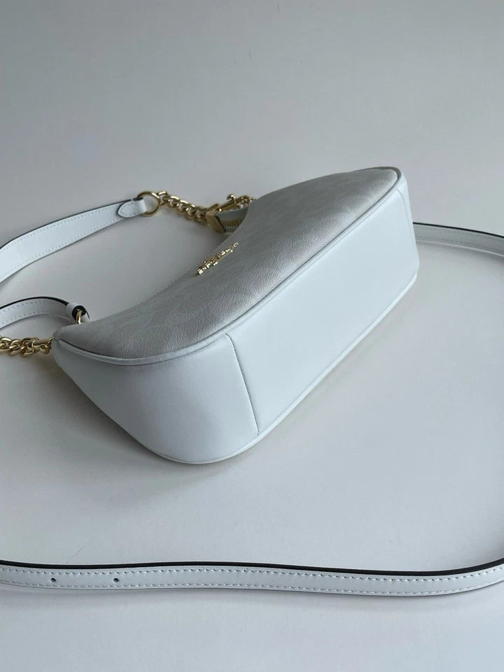 Coach Teri 2-Way Shoulder Bag in Signature Coated Canvas – White CA548 Crossbody Purse