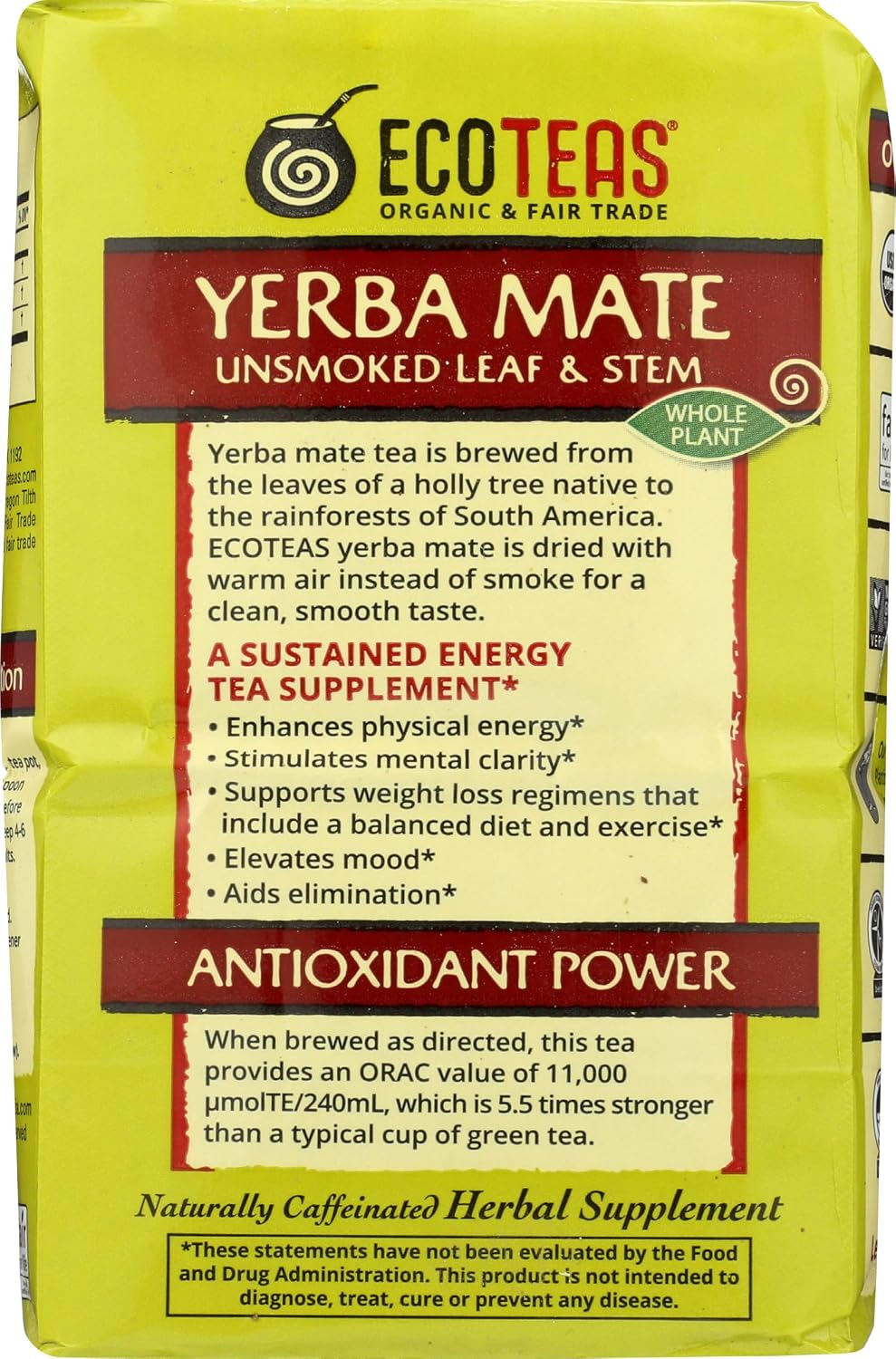 Loose Yerba Mate Tea – Unsmoked Green Herbal Energy Tea 16 oz (454g) | EcoTeas