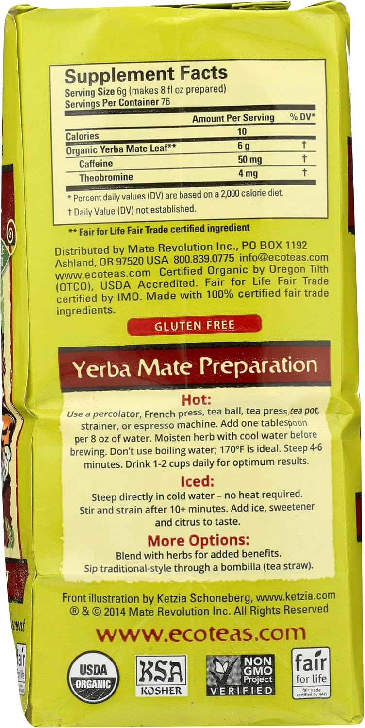 Loose Yerba Mate Tea – Unsmoked Green Herbal Energy Tea 16 oz (454g) | EcoTeas